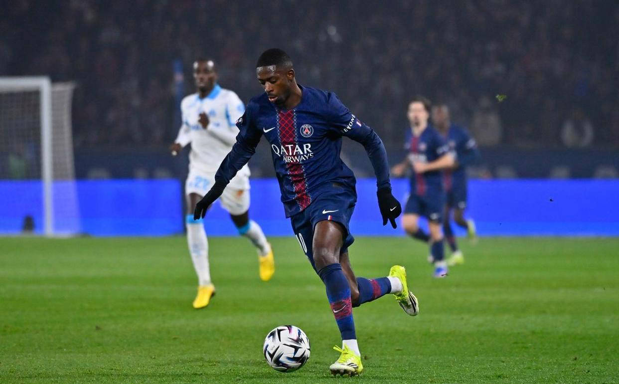 巴黎圣日耳曼5-0大胜马赛,登贝莱荣获满分评分