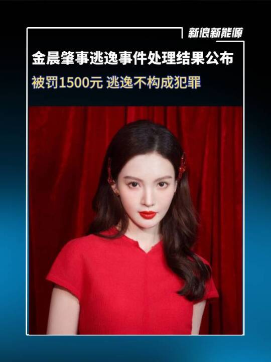 金晨肇事逃逸事件处理结果公布