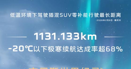 极寒续航封神！红旗HS6 PHEV零下20度跑1131km
