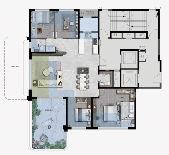 ▲龙翔·未央和鸣建面约121m²户型图