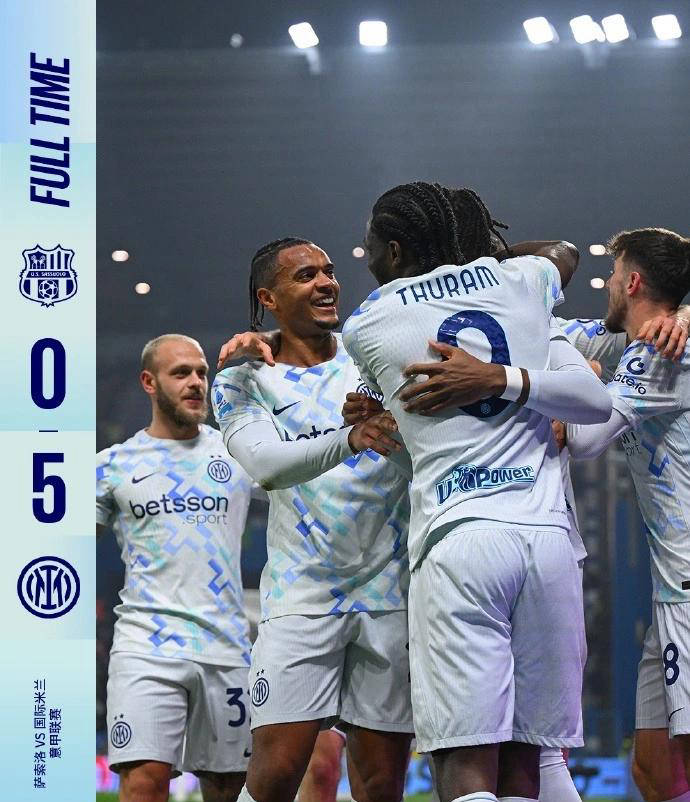 国米5球大胜萨索洛迎多重利好!迪马尔科助攻戴帽,劳塔罗跻身队史前三