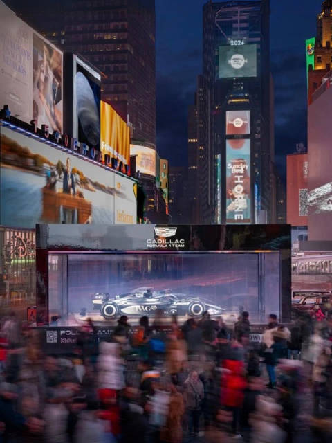 凯迪拉克F1车队时代广场发布赛车涂装