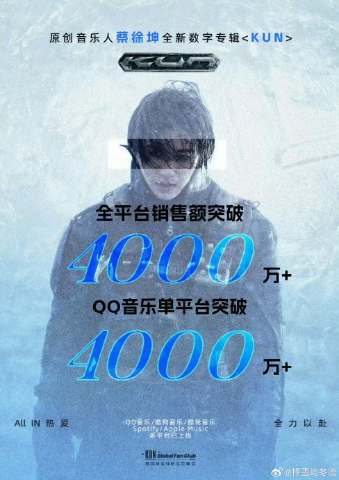 蔡徐坤在直播中宣布的中文专辑和黑胶唱片计划具体什么时候能面世？