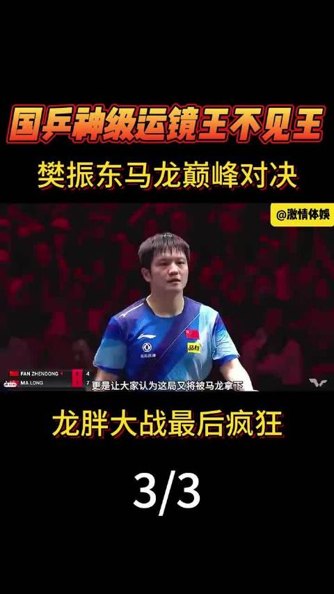 樊振东马龙巅峰对决上演龙胖大战