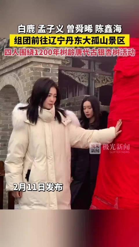 白鹿孟子义等组团游丹东大孤山，探访千年唐代银杏