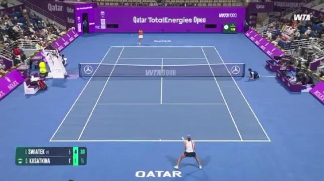 斯瓦泰克多哈赛逆转卡萨金娜，展现超强防守反击