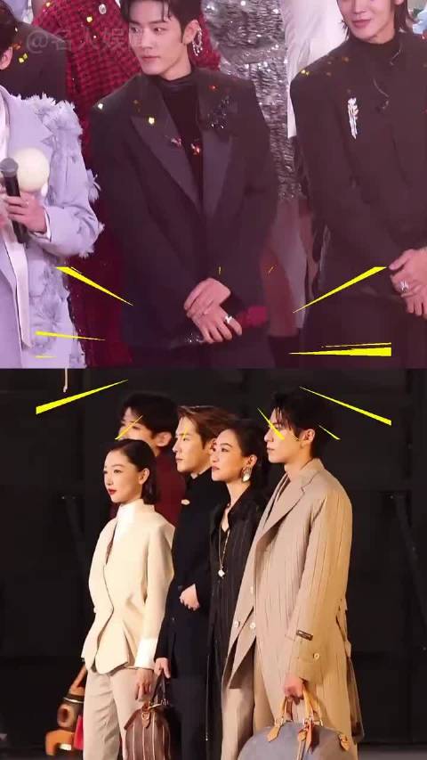 明星候场站位看咖位，杨幂马龙平分秋色，张国立站成龙张国立前面 杨幂 马龙