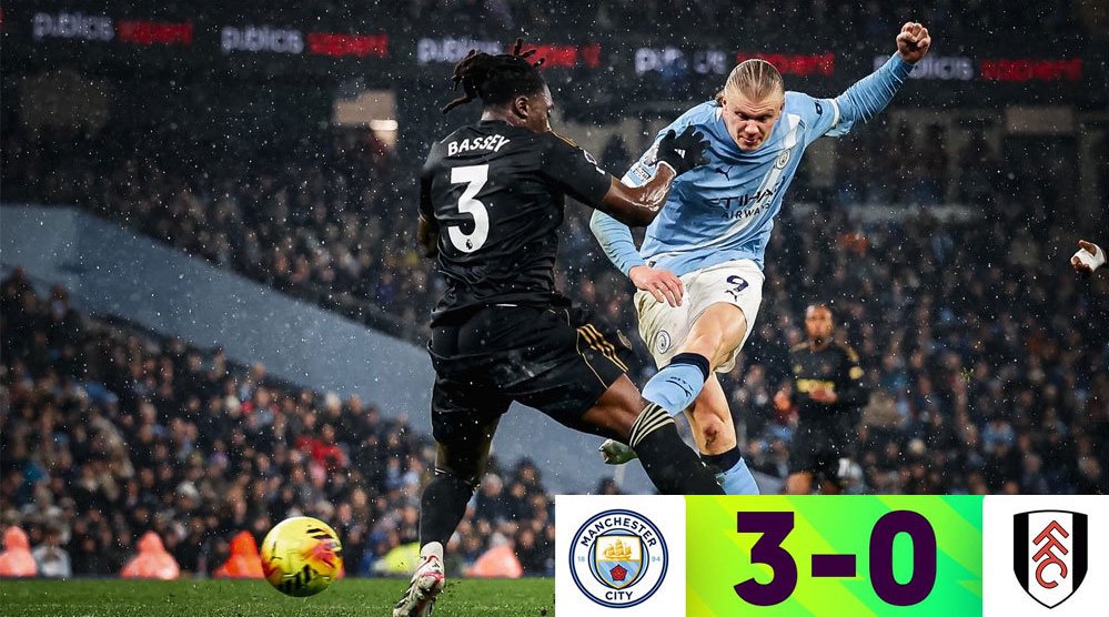 曼城半场3球横扫富勒姆，哈兰德破门锁定胜局