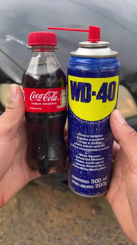 也是第一次见用可乐洗车的，在美国可乐更便宜是吧