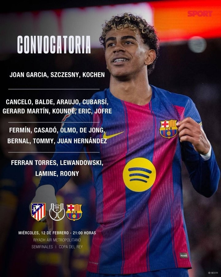 巴萨国王杯战马竞大名单:莱万领衔,拉什福德、拉菲尼亚缺席_PP视频体育频道