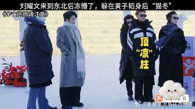 刘耀文来到东北后冻懵了，躲在黄子韬身后“猫冬”