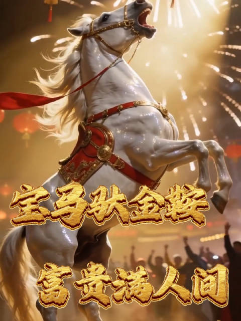 宝马驮金鞍，富贵满人间！