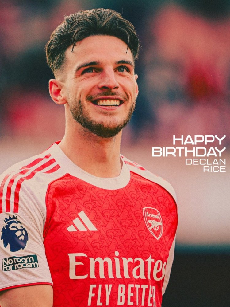 阿森纳祝赖斯27岁生日快乐,球员加盟以来出战131场20球27助