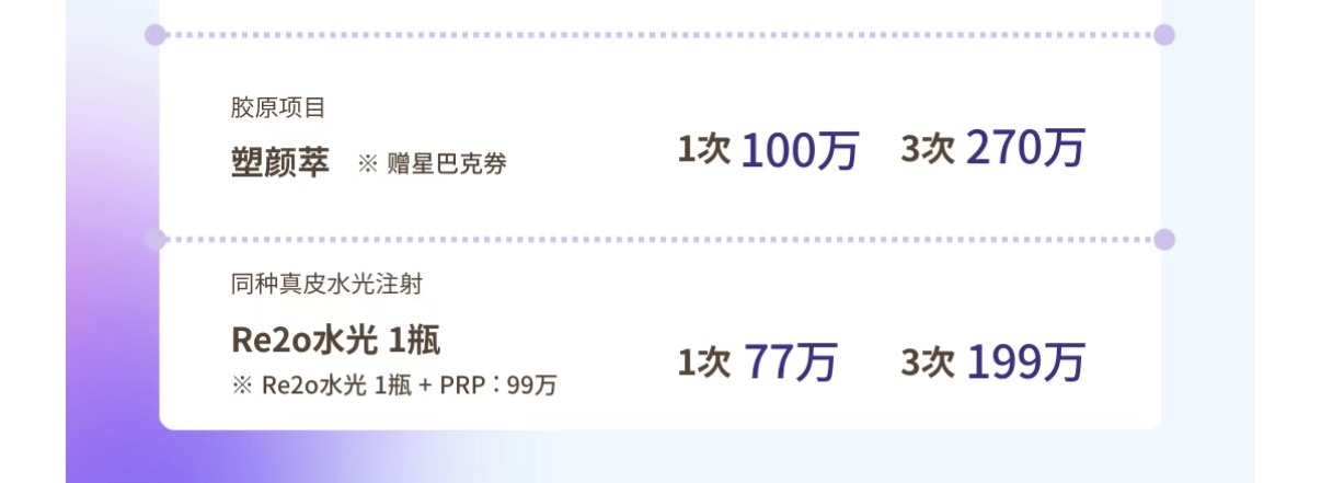 图片来源：小鱼提供不同医美机构的价目表