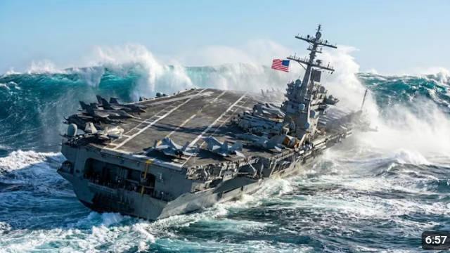造价130亿美元美新航母约翰肯尼迪号海上高速试航