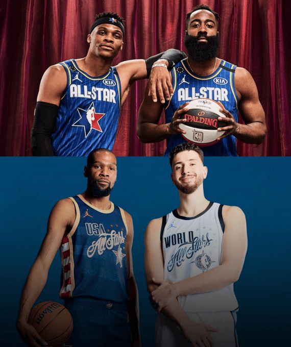 KD申京是自哈登和威少以来，首对同时入选全明星的火箭队友