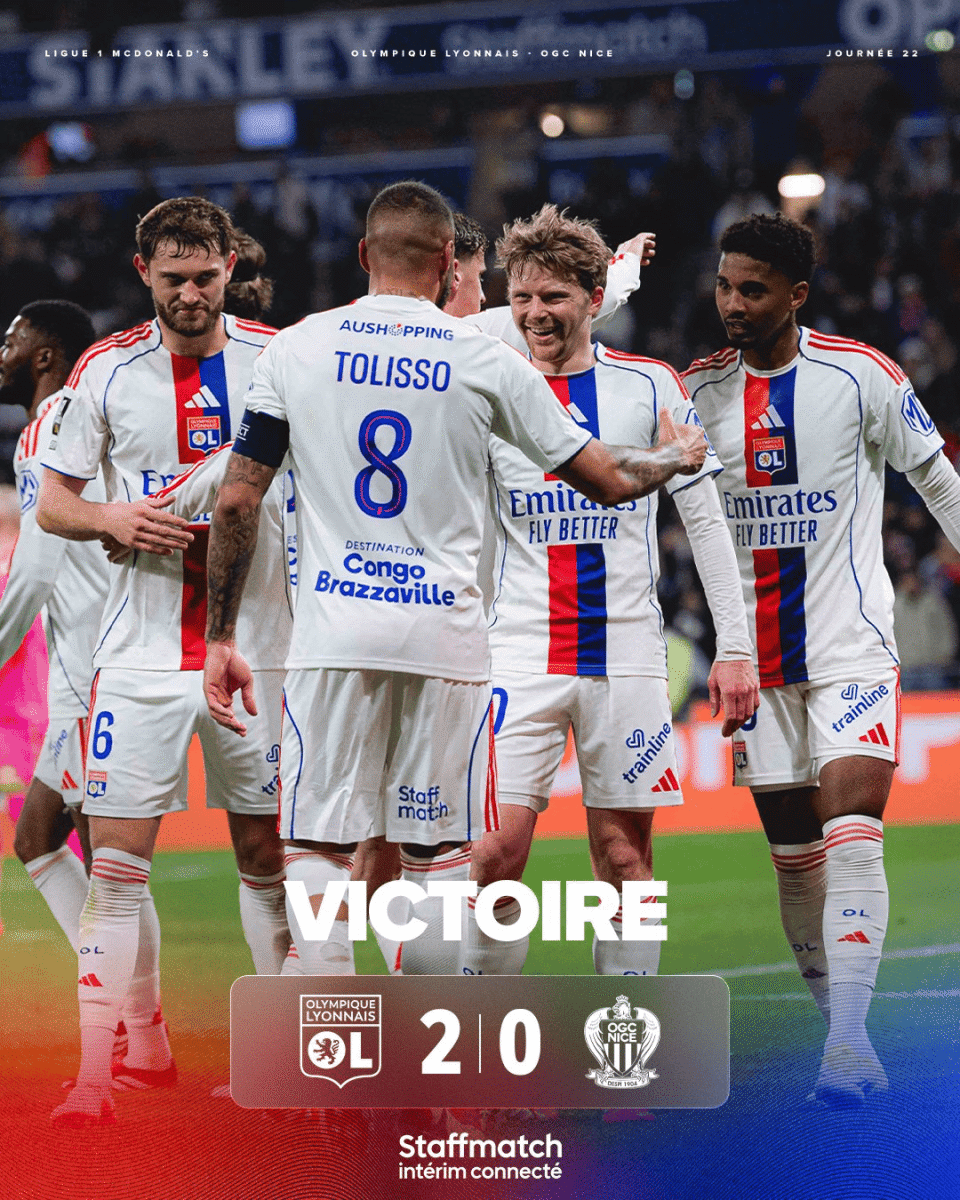 里昂2-0尼斯，托利索里程碑战破门，纳尔泰建功