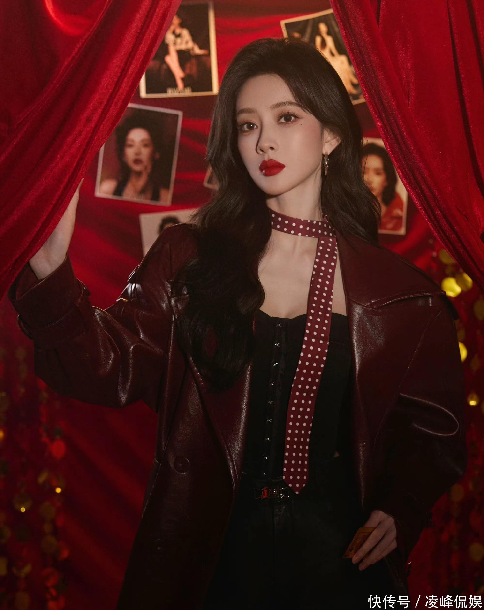 孟子义一抹明艳瑰丽红，诠释摩登复古魅力