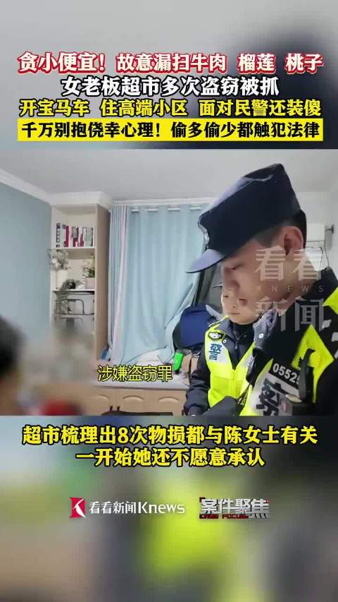 宝马女老板多次漏扫牛肉榴莲偷窃被查