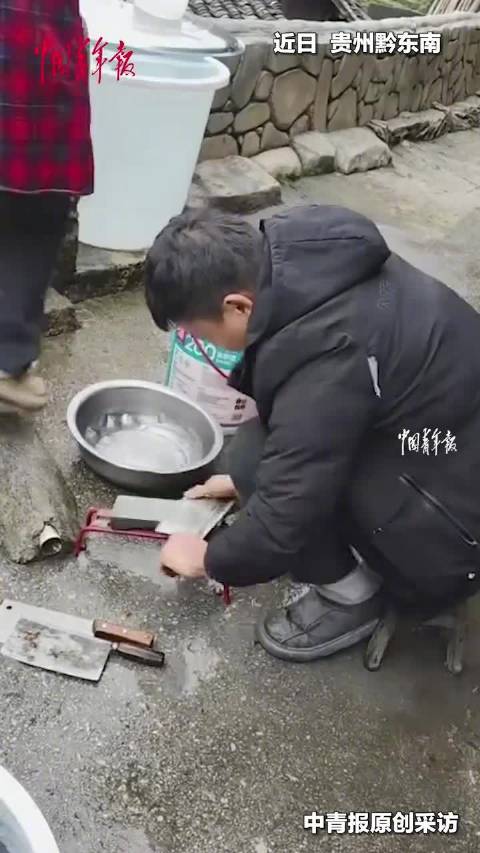 大鹅阻止主人磨刀自救