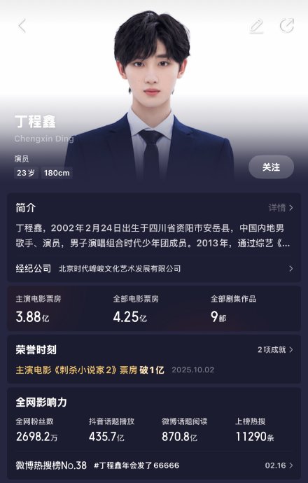 丁程鑫主演的电影《刺杀小说家2》为其带来了哪些奖项和新的工作规划？