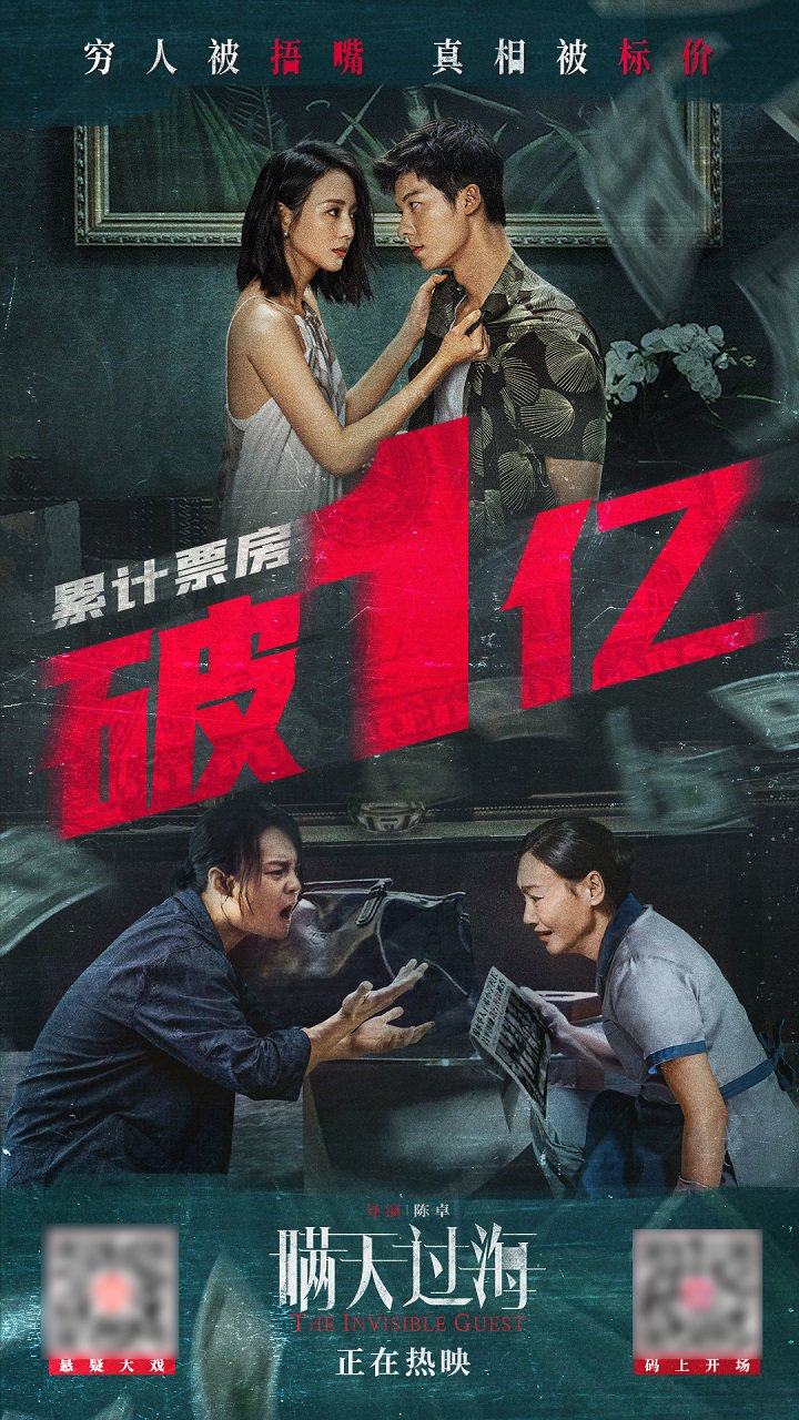 上映4天票房破亿！爱奇艺出品、许光汉张钧甯惠英红尹正主演犯罪电影《瞒天过海》全国烧脑热映