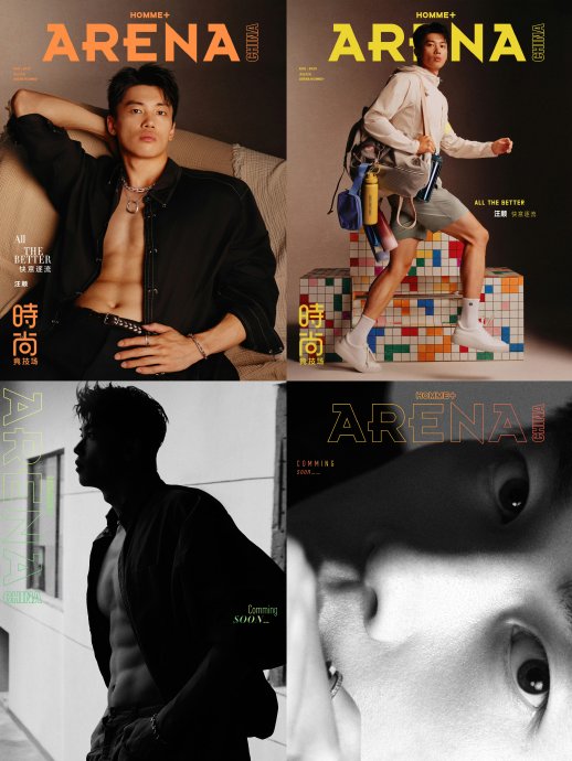 汪顺作为运动员登上《Arena Homme+》等顶级杂志的封面，有哪几期？