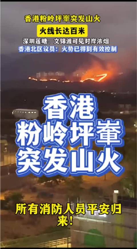 香港粉岭突发山火火线长达百米浓烟冲天