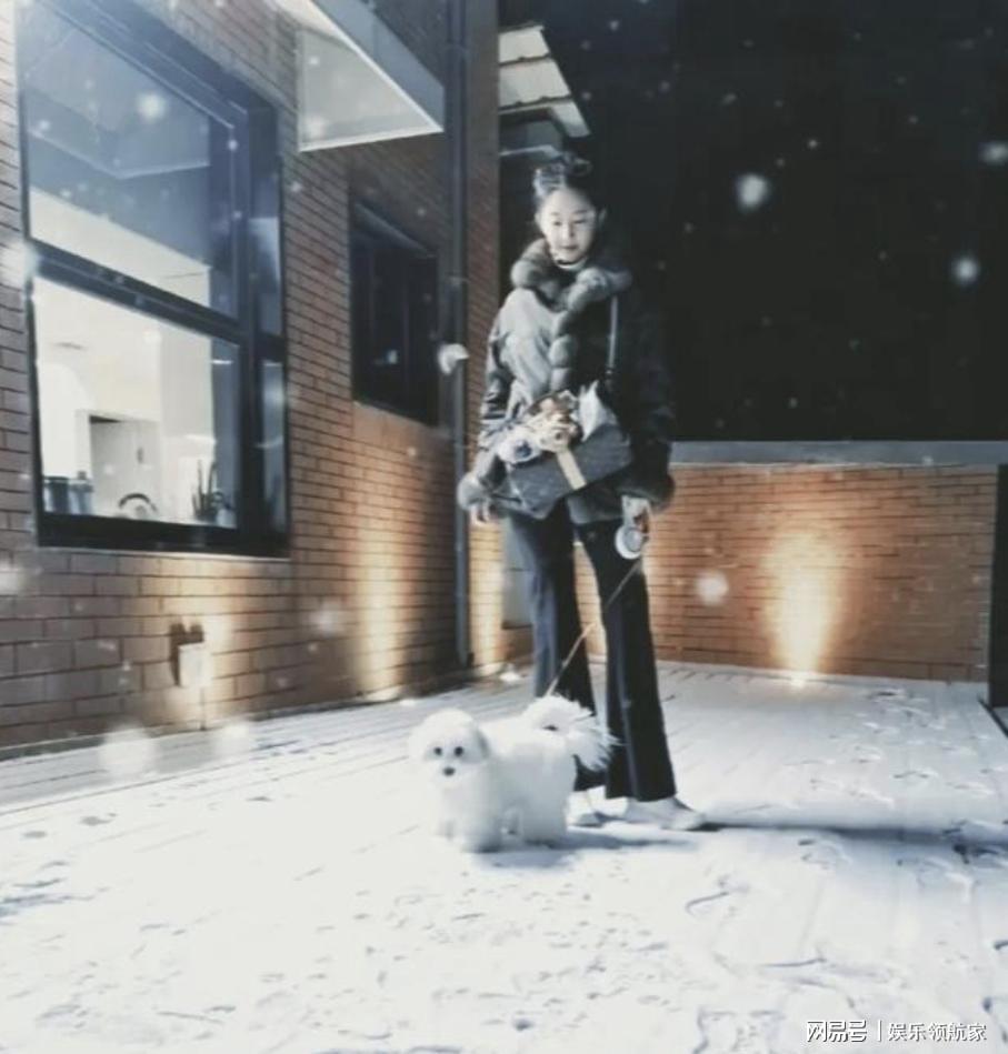 刘亦菲晒初雪遛狗照，素颜状态似18岁，神仙姐姐?