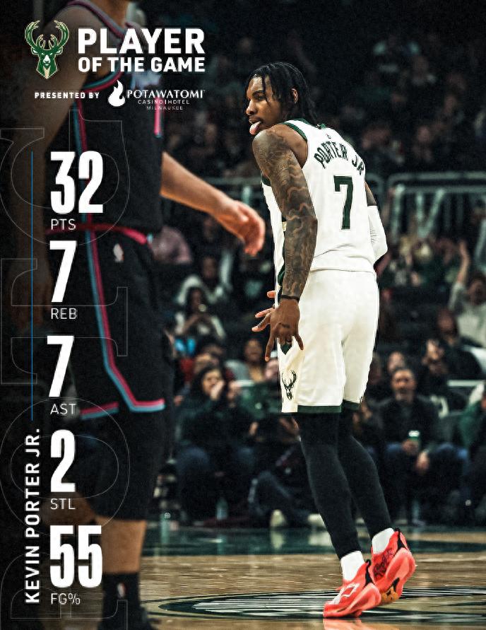 雄鹿3人20力克热火,近9场7胜!小波特3277,鲍威尔空砍26分