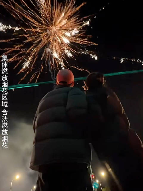 李嘉格和男友手牵手放烟花