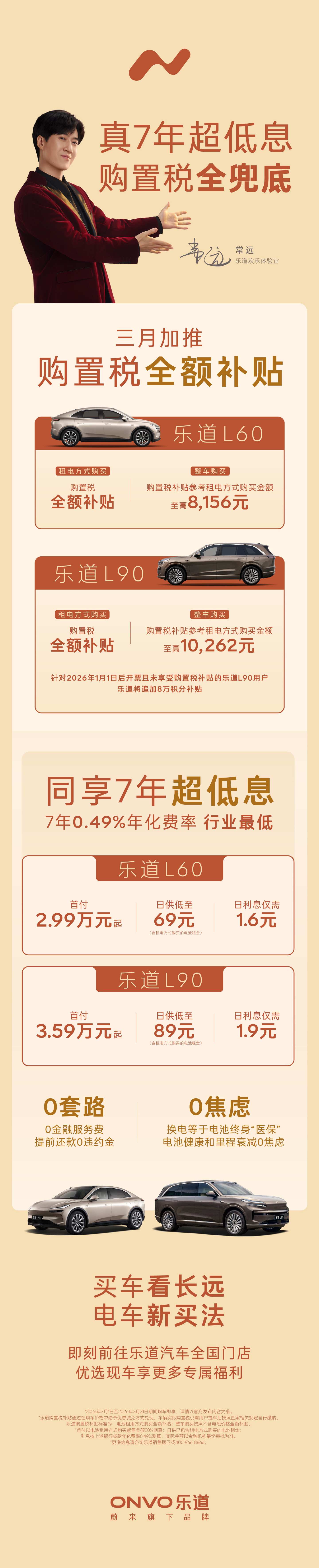 蔚来乐道三月加推购置税全兜底政策，同享7年超低息