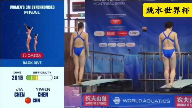 陈艺文陈佳跳水世界杯蒙特利尔站女子双人三米板夺冠
