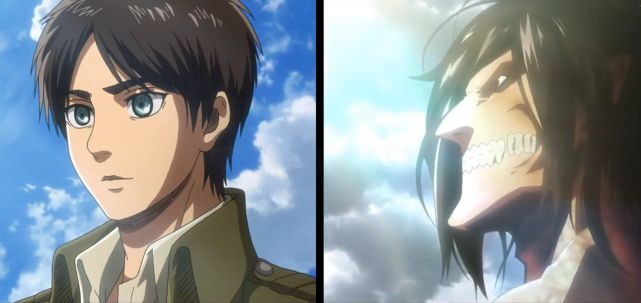 进击的巨人：巨人化前后对比图，莱纳彰显沉稳，艾伦形象过于奇异