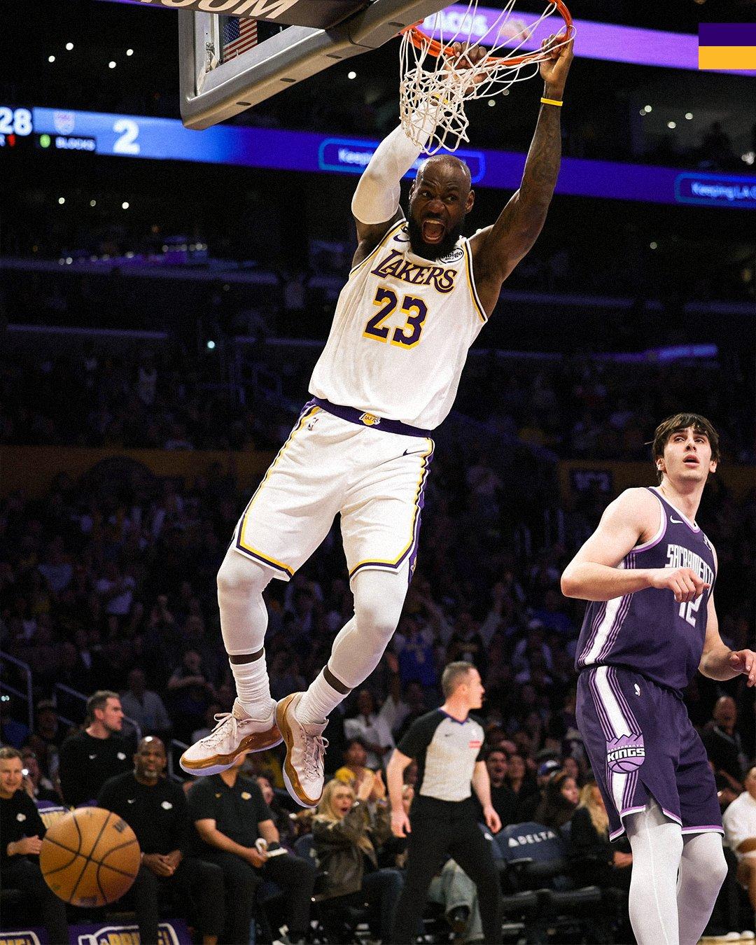 东契奇28+5+9+4记3分创NBA第1神迹,湖人完胜国王!詹姆斯创纪录