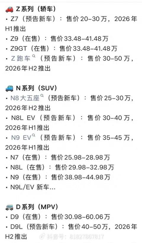 腾势2026新车计划落地，Z9GT和N8L改款齐上阵
