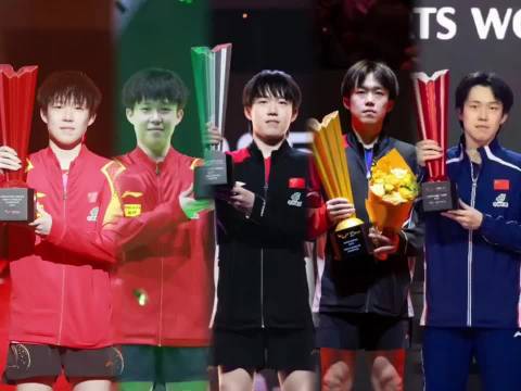 恭喜王楚钦成为WTT大满贯赛事单打五冠王