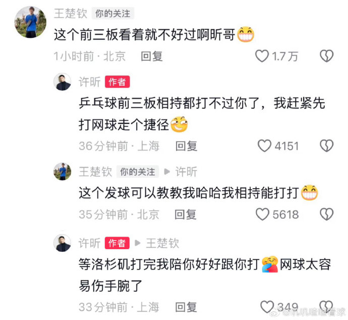 许昕提醒王楚钦注意手腕伤病是基于什么自身经历？