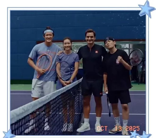 周杰伦、费德勒、李娜、张之臻一起打网球，网友：这真是神仙组合
