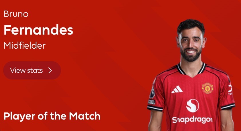 全场创造8次机会，B费当选曼联客战纽卡最佳球员