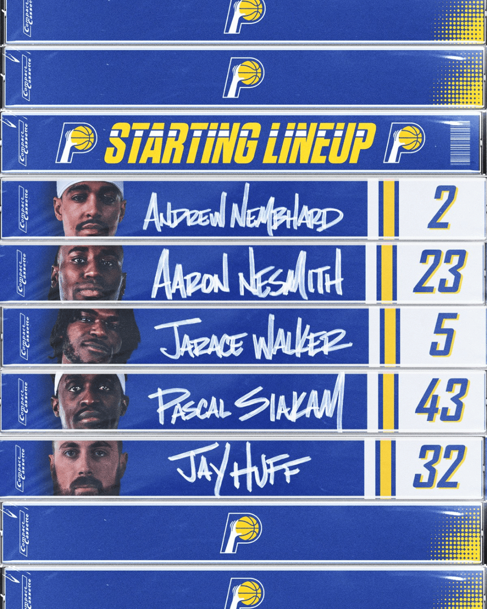 步行者首发：内姆布哈德、内史密斯、沃克、西亚卡姆、胡夫