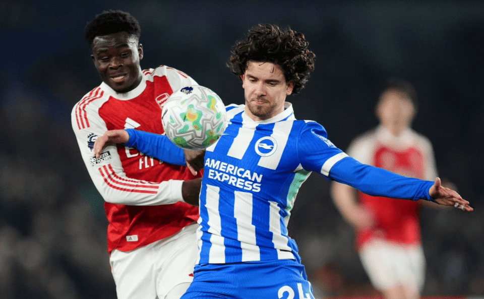 布莱顿0-1阿森纳全场数据：射门11-7，绝对机会2-0