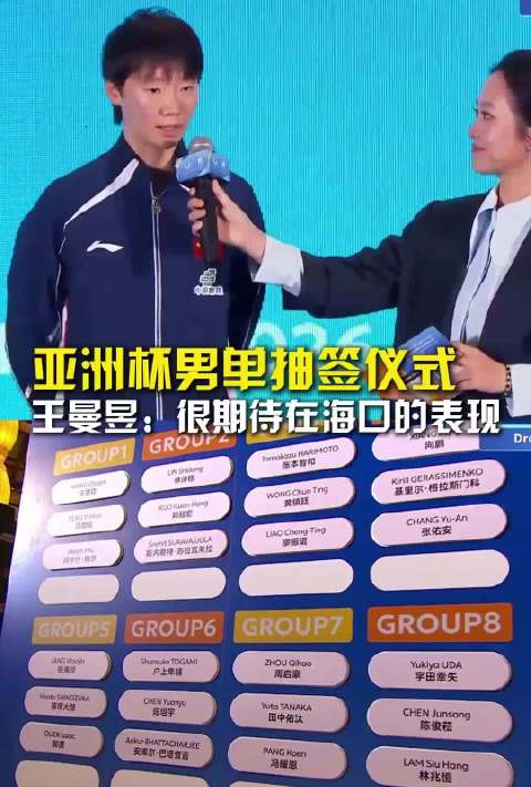 王曼昱期待海口亚洲杯表现，王楚钦林诗栋分组揭晓