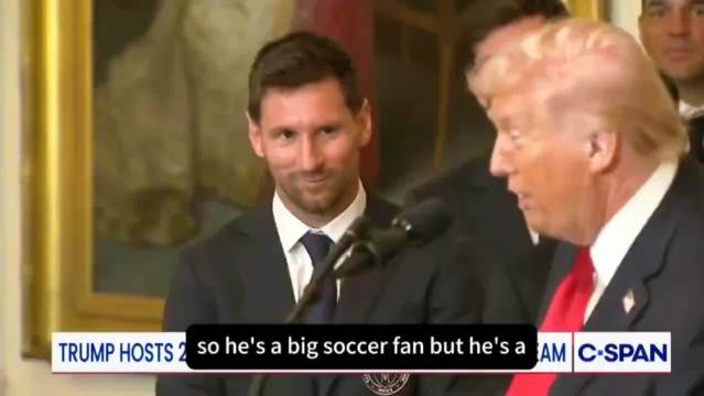 特朗普白宫接见梅西引伊朗球迷抗议