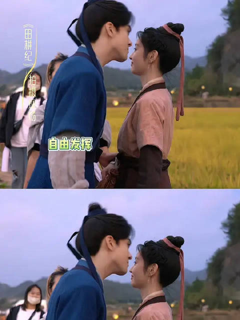 曾舜晞片场歪头逗田曦薇，月下田间相拥，暧昧拉扯小技巧get