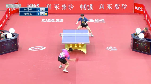 樊振东林诗栋对攻展现凶变直线技术