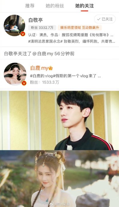 网友们最期待看到白鹿和白敬亭合作出演哪一类型的影视剧？