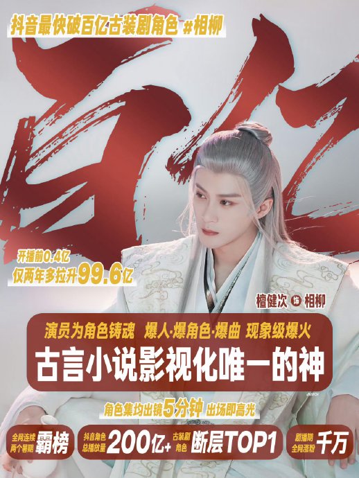 檀健次在《长相思》中饰演的相柳角色，为何能创下百亿播放量？