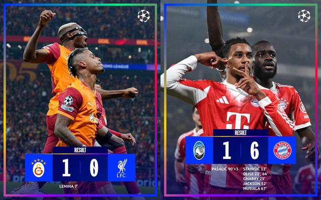 欧冠悲喜夜!利物浦0-1爆冷竟不敌土超球队!拜仁6-1狂胜亚特兰大