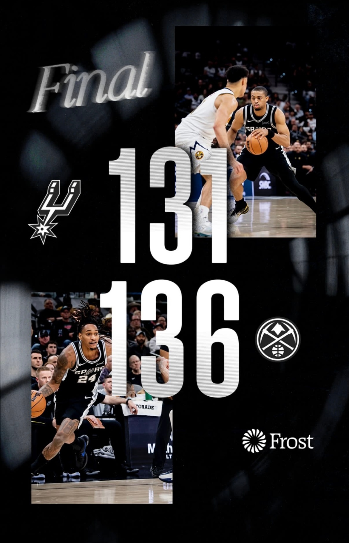 马刺遭掘金20分逆转终结5连胜，穆雷39分约基奇三双